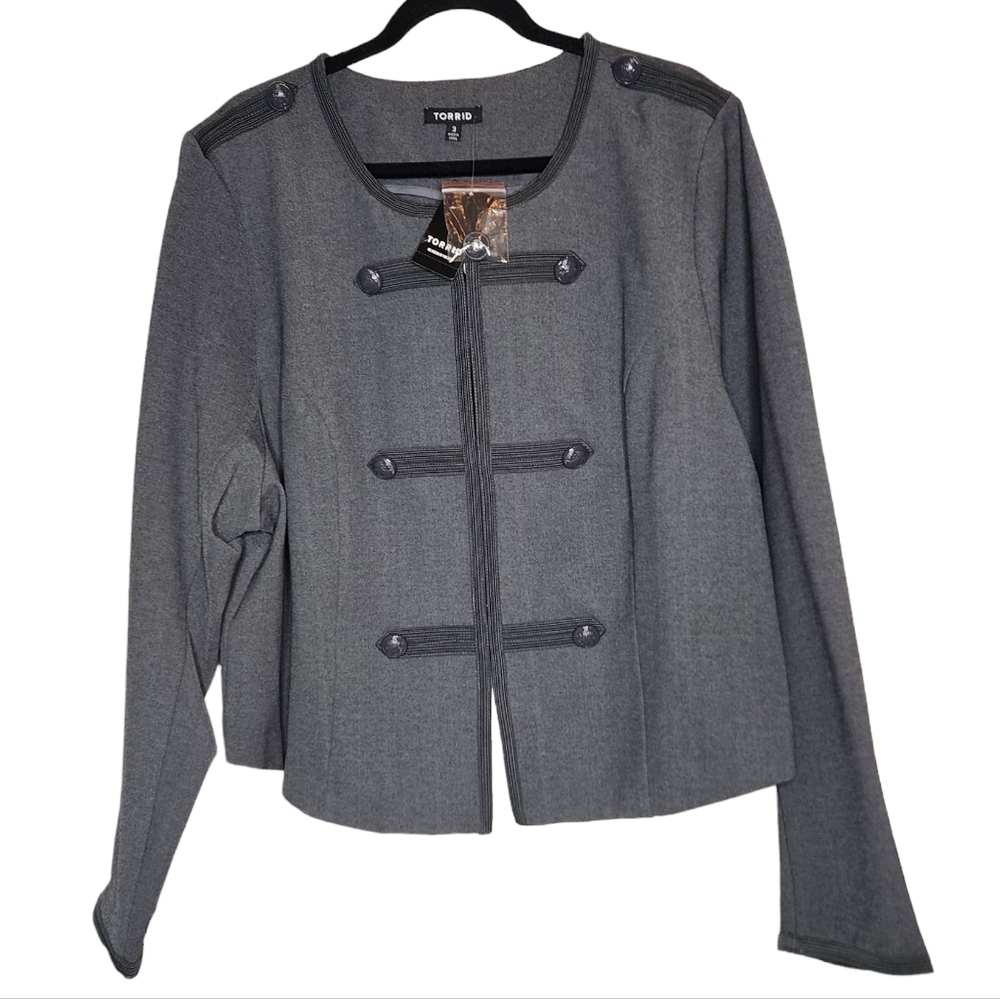 NWT Torrid Grey Ponte Fitted Military Style Jacket Women's plus size 3X